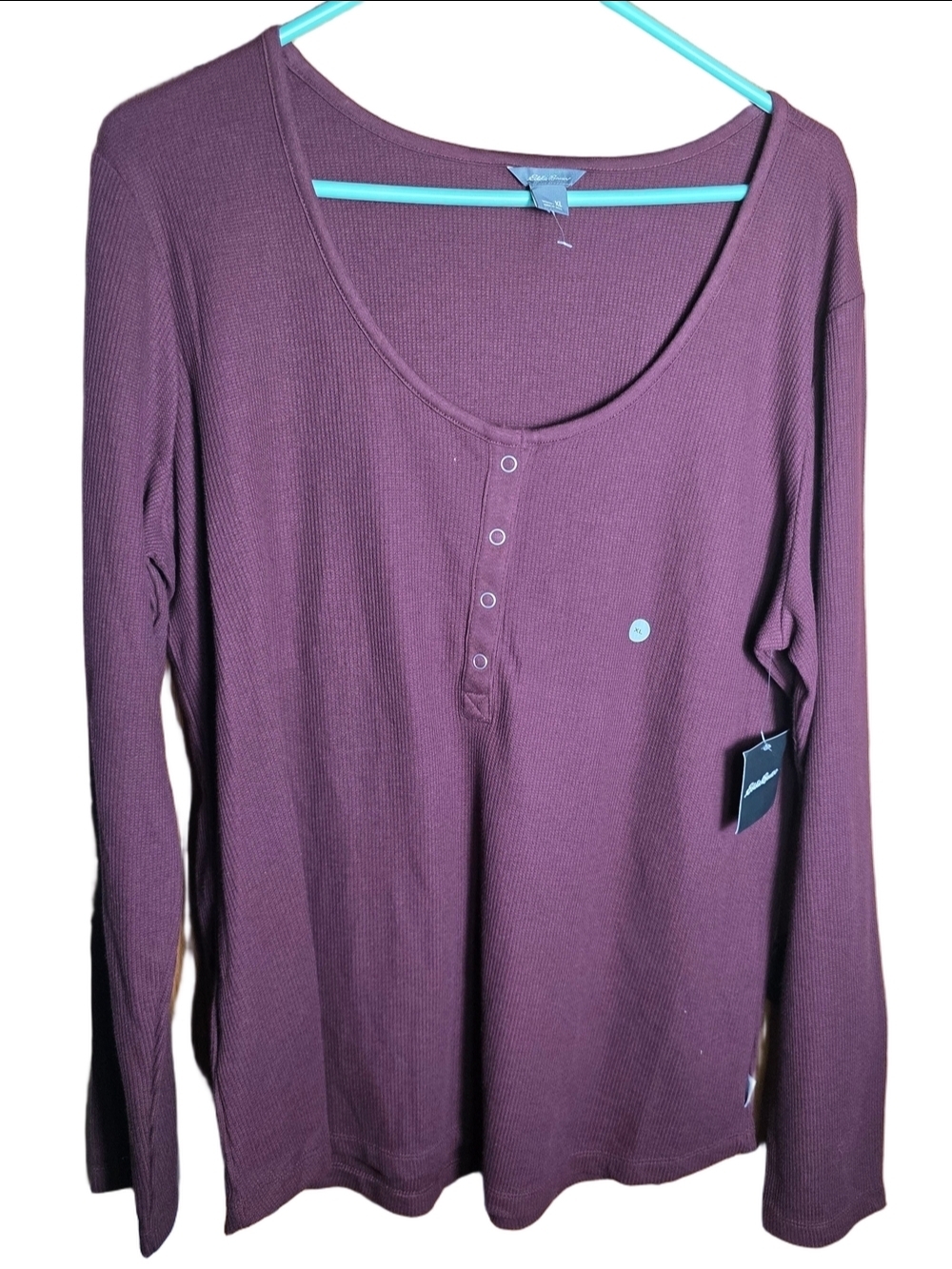 Eddie Bauer Long Sleeve Henley Top - Plum